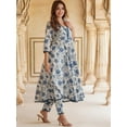 thumbnail image 6 of KALINI Floral Printed Anarkali Pure Cotton Kurta with Trousers & Dupatta - Indian Ethnic Traditional Wear Kurta Set, 6 of 7