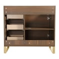 thumbnail image 4 of Fine Fixtures Opulence Collection 36 in. W x 18 in. D x 33 in. H Bathroom Vanity in Walnut Ebony with White Carrara Sintered Stone Sink - Satin Brass hardware, 4 of 7