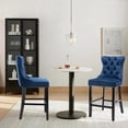 thumbnail image 2 of Velvet Upholstered Bar Stools Set of 2 with Back and Wood Legs, Metal Pulling Ring, Armless Counter Height Barstools for Kitchen Island, Pub, 2 of 7