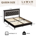 thumbnail image 3 of 4 EVER WINNER Queen Bed Frame with Storage Headboard, Faux Leather Bed Frame with Diamond Tufted Headboard and LED Lights,Wooden Slats Support, Noise Free, No Box Spring Needed, Easy Assembly, Black, 3 of 6