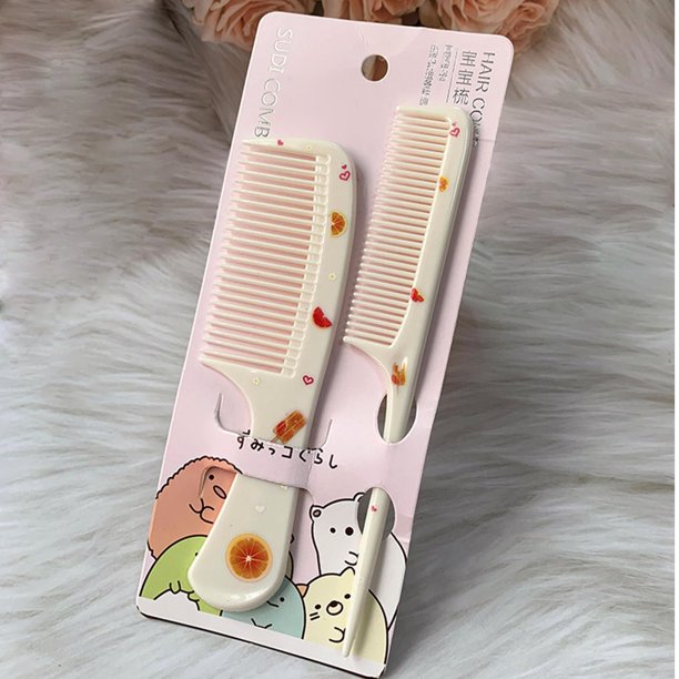 Peine para el cabello pequeño y lindo, juego de mini peine para el cabello de 2 piezas, peine de cola de rata de dientes finos, peine de peluquería de plástico antiestático portátil, peine para el cab