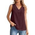 thumbnail image 5 of Womens Dressy Business Tank Tops V Neck Casual Cami Sleeveless Camisole Blouses Summer Basic Tank Shirt Deep Red L, 5 of 6