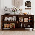 thumbnail image 4 of ROGALIS 60" Sideboard Buffet Cabinet with Storage & Adjustable Shelves, Farmhouse Curved Design Coffee Bar Cabinet with 4 Doors,Walnut, 4 of 7