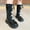 Black, variant on Liyamei Girls White Combat Boots Mid-Calf & Ankle Booties Lace-Up with Side Zipper for Easy Wear Toddler and Kids Shoes Size 10