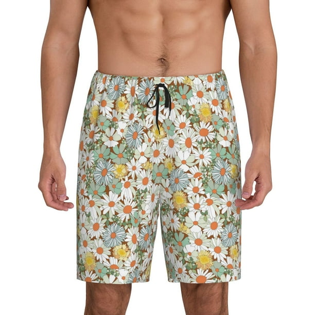 Fotbe Daisy Pantalones Cortos de Pijama para Hombre, Ropa de Dormir, Pantalones de Pijama Cortos para Hombre-Large