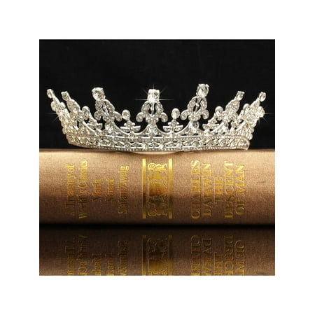 Vintage Trifari Crown - Luckyfine Vintage Wedding Bridal Crystal Headband Queen Crown Tiara Hair Accessories for Wedding & Party & Prom