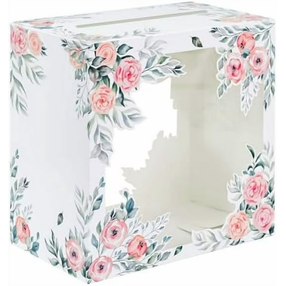 Pink Card Box for Party Floral Gift Card Box Holder Money Box for Wedding Baby Shower Bridal Shower Birthday Party Card Holder Box