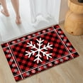 thumbnail image 5 of Horivan Christmas Plaid Velvet Floor Mat Non-Slip Bathroom Rug Holiday Home Decor Gift for Festive Party Indoor Outdoor Welcome Mat, 5 of 6