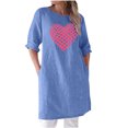 thumbnail image 2 of Pisexur Robe à Manches Courtes à Col en V Femmes Manches Longues Décontractée Manches Col en V Imprimée Robes Mi-Longues Robe Ample Femmes blouse, 2 of 4