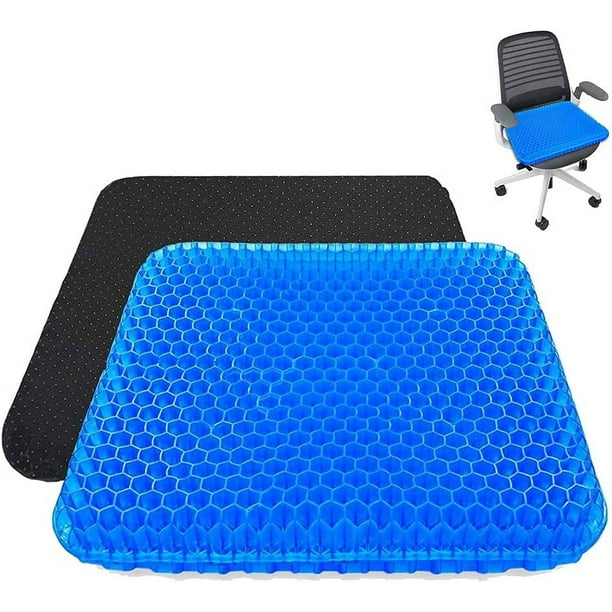 Cojín para silla, Cojín de gel transpirable, Cojín antiescaras, Alivia la presión sobre el ortopédico con cubierta antideslizante para automóvil/Oficina/Hogar/Silla de ruedas Tamaño 42x36x3,8 cm (Azul) oso de fresa Electrónica