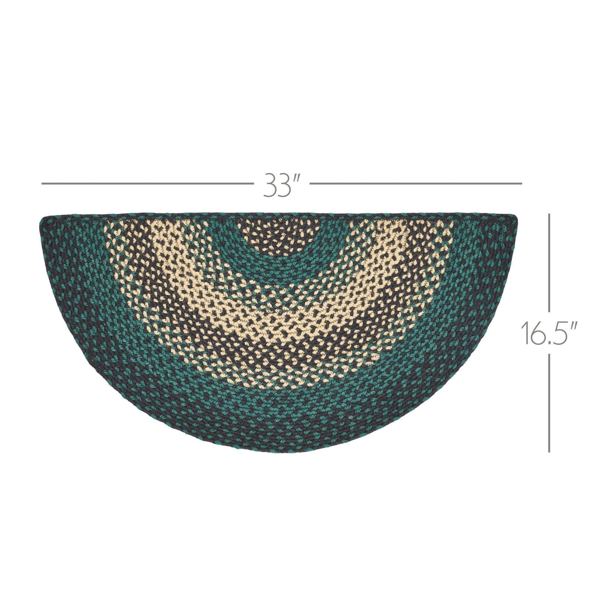 VHC Brands Pine Grove, Braided Jute Rug, Non-Skid Pad, Accent Rug, Oval, Green, 24x36