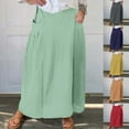 thumbnail image 5 of Dvprdro Summer Womens Fashion Long Maxi Skirts Casual Loose Solid Elastic Waist Pleated Plus Size Beach Skirt with Pockets Yellow Sizes S, 5 of 5