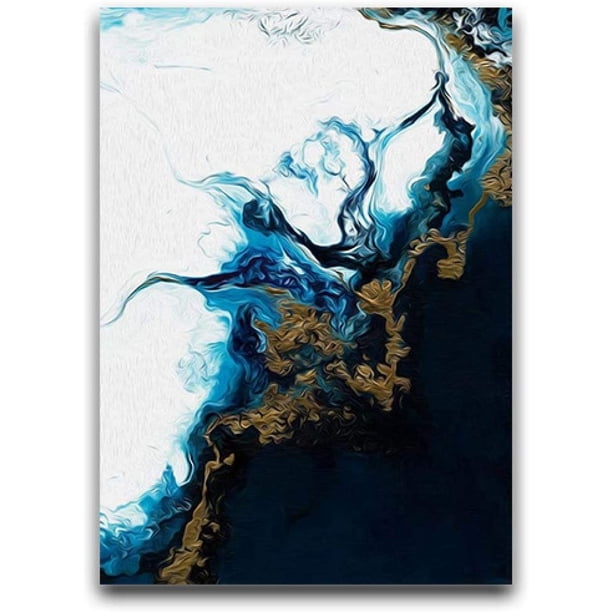 Art Canvas Navy Blue Abstract Core Abstract Wall Poster And Print Minimalist Painting Nordic Decor Painting-(50X70cm)X3 Unframed,