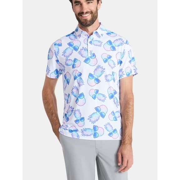 Birdie Bound Men's& Big & Tall Men's Ombre Sunglass Pineapple Print Polo Sizes LT to 4XLT