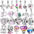 thumbnail image 2 of Cuentas de abalorios de plata de ley 925 para mujer, colgante de flor de niña cortada, compatible con pulsera Pandora Original, collar, joyería para mujer Dengxun unisex, 2 of 2