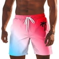 thumbnail image 4 of Tisuna Mens Swimming Trunks Elastic Waist Loose Fit 5 Inch Swim Shorts Quick Dry Breathable Mens Summer Holiday Gradient Print Beach Shorts Size Xxxl Red, 4 of 4
