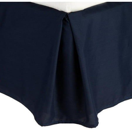 1500 Thread Count Wrinkle Resistant SOLID Bed Skirt - Pleated Tailored 14" Drop, Twin, Navy Blue