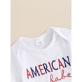 thumbnail image 6 of Niusricy 4th of July Clothes for Baby Boys Girls 0 3M 6M 12M 18M Infant Summer Outfits Short Sleeve Jumpsuit Letter Embroidered Rompers Stripe Stars P Hat Toddler Kids Fashion Comfy 3Pcs Set, 6 of 7