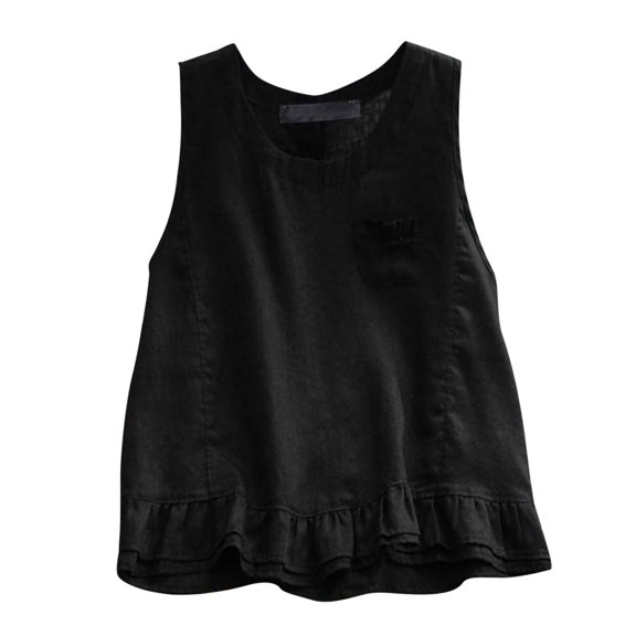 MSJUHEG Summer Tops for Women Womens Plus Size Tank Tops Tank Tops Boxy Loose Camisole Tops for Women Womens Sleeveless Blouse Basic Tees for Women Crop Tops Bandeau Tops for Women Black L
