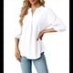 thumbnail image 3 of Blusas Informales de Verano para Mujer, con Cuello en V, Corta, Encaje Calado y Bonitas Blusas de Negocios M, 3 of 7