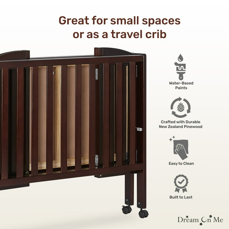 Dream On Me 2-in-1 Folding Portable Mini Crib in Espresso