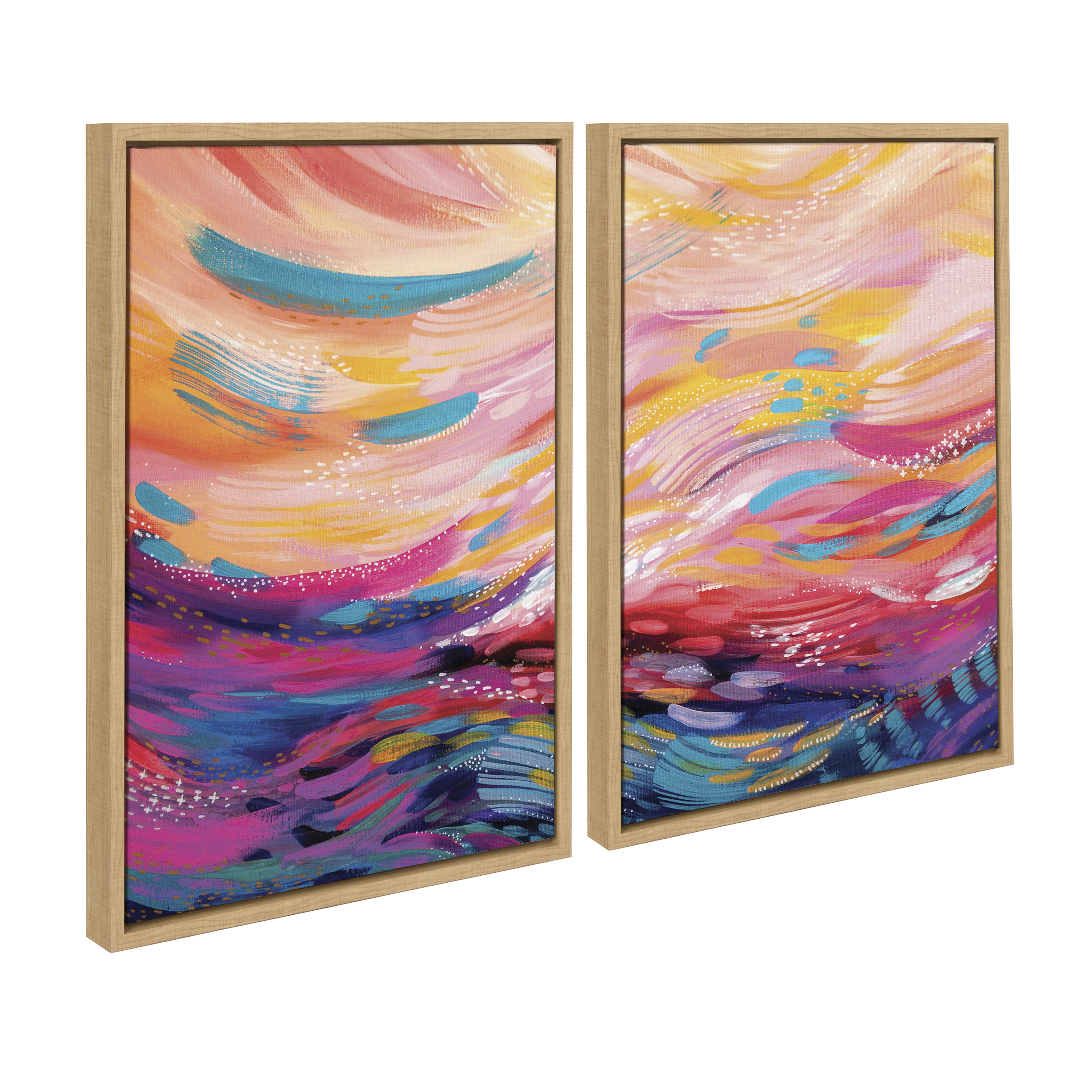 Sylvie Brush Strokes 90 18 in x 24 in Framed Painting Canvas Art Prints, by Kate and Laurel Set of 2