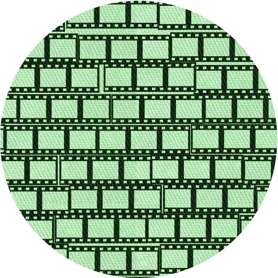 Ahgly Company Machine Washable Indoor Round Transitional Dark Forest Green Area Rugs, 3' Round