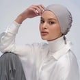 thumbnail image 2 of Soft Hijab Islamic Windproof Bonnet Muslim Cap Women Hat Head Wrap Turban WHITE, 2 of 7