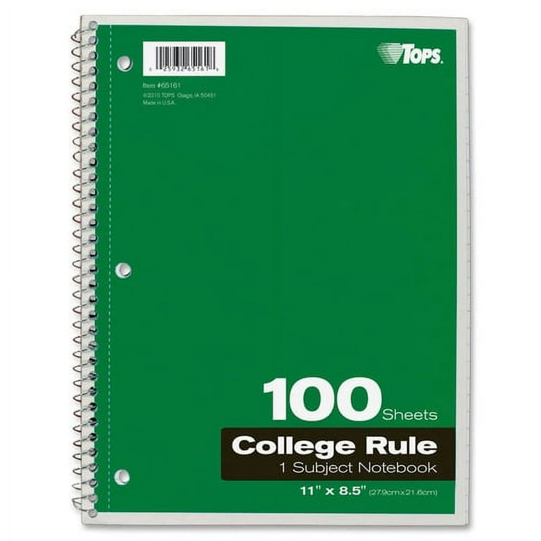 Wireless One-Subject Notebook, Medium/College Rule, Green Cover, 11 x 8.5, 80 Sheets Wireless One-Subject Notebook, Medium/College Rule, Green Cover, 11 x 8.5, 80 Sheets