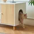 thumbnail image 6 of JanflyHome Litter Box Enclosure for 2 Cats, Hidden Litter Box with Double Room and Scratching Board, Cat House Kitty Washroom, Natural Wood, 6 of 9