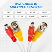 Cables Direct Online 50FT Premade BNC Video Power Cable – White Plug & Play Extension Cord for CCTV Cameras, DVRs, Security Systems, Surveillance Equipment