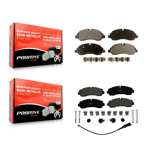 Positive Plus Front Rear Semi-Metallic Brake Pads Kit for Car 2020 Ford Transit-350 AWD Without 4600 Lb Axle KPF-100674