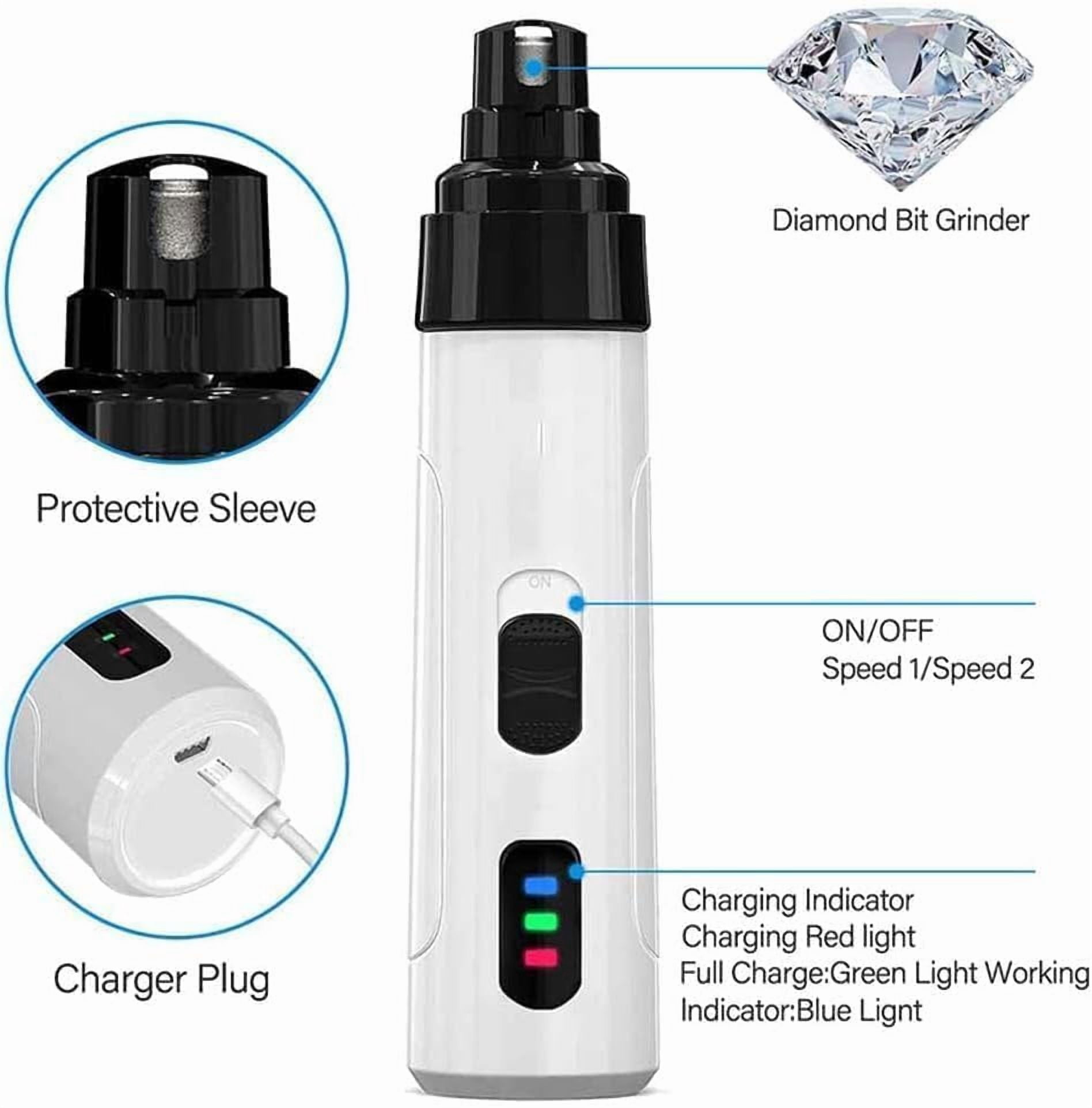 Heusom Silent Groom Pro,Silent Groom Pro,Silent Grind Silentgrind Pro Dog Nail Trimmer,Quiet Painless Pets Paws Grooming & Smoothing Tool,Rechargeable for Small Medium Large Dogs & Cats (2pcs)