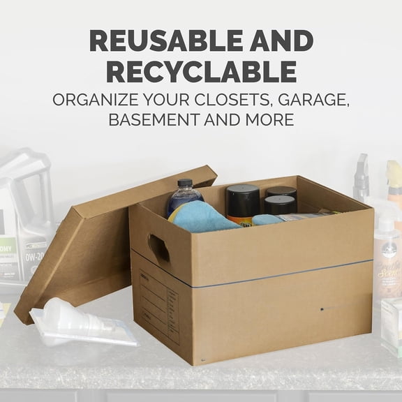 Classic Moving Box 12 Pack Kit, Reinforced Handles, Tape-Free Assembly, Box with Lid, 8 Small and 4 Medium Boxes