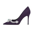 thumbnail image 2 of XYD Women Stylish Snake Rhinestones Pointy Close Toe Pumps Stiletto Thin High Heel Slip On Ladies Evening Shoes Size 7 Purple, 2 of 4