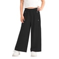 thumbnail image 2 of SGFCWSX Girls Wide Leg Pants Elastic Waist Loose Fit Casual Pants with Pockets Lightweight Summer Trousers for Kids Black Size 5 Years, 2 of 5