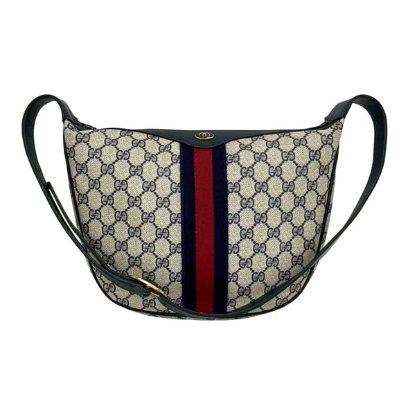 Pre-Owned GUCCI Old Gucci Sherry Line GG Logo Pattern Leather Semi-One Shoulder Bag Handbag...