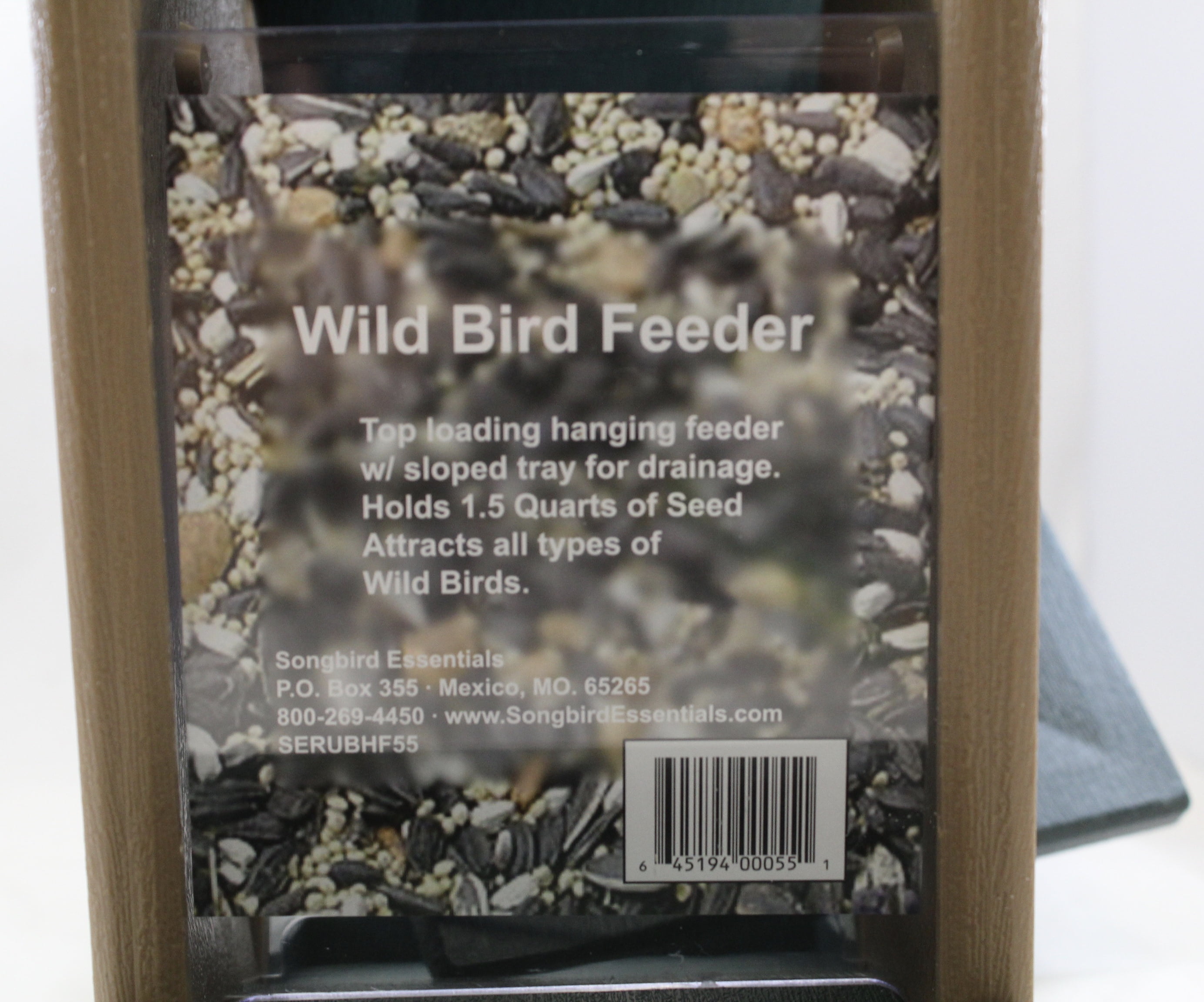 Songbird Essentials Hopper Feeder Recycled Plastic Wild Bird Feeder for Bird Seed, 6 Cup Capacity