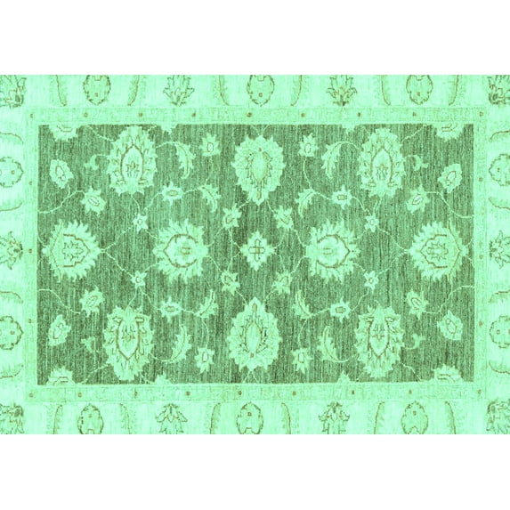 Ahgly Company Indoor Rectangle Oriental Turquoise Blue Traditional Area Rugs, 2' x 3'