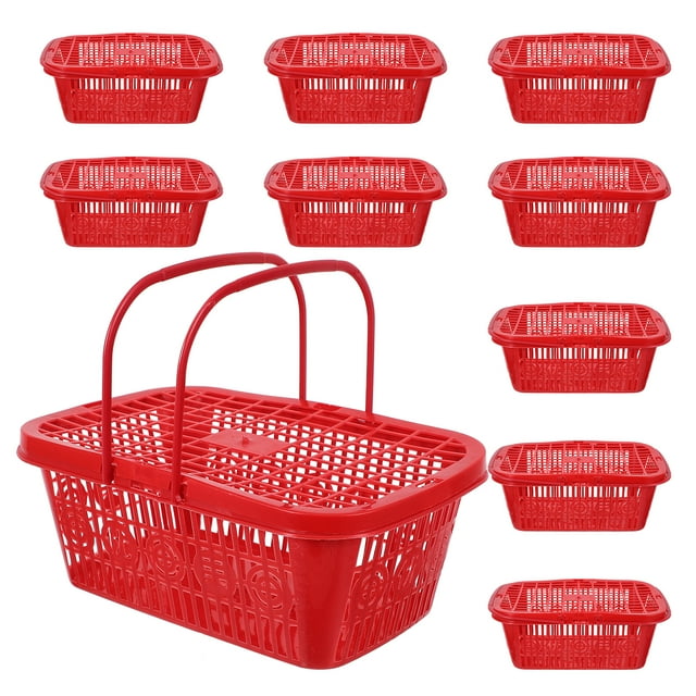 SHISUYAN 10Pcs Berry Basket with Lid Fruit Storage Containers For Fridge Portable Plastic Berry Baskets Cutout Design Berry Baskets For Fridge Living Room Farm And Crafts 1kg Red