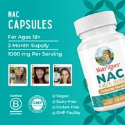 MaryRuths NAC Capsules Supplement, NAC 1000mg per Serving, Vegan, Gluten Free, Unisex, Adult Ages 18+, 120 ct, 60 Servings