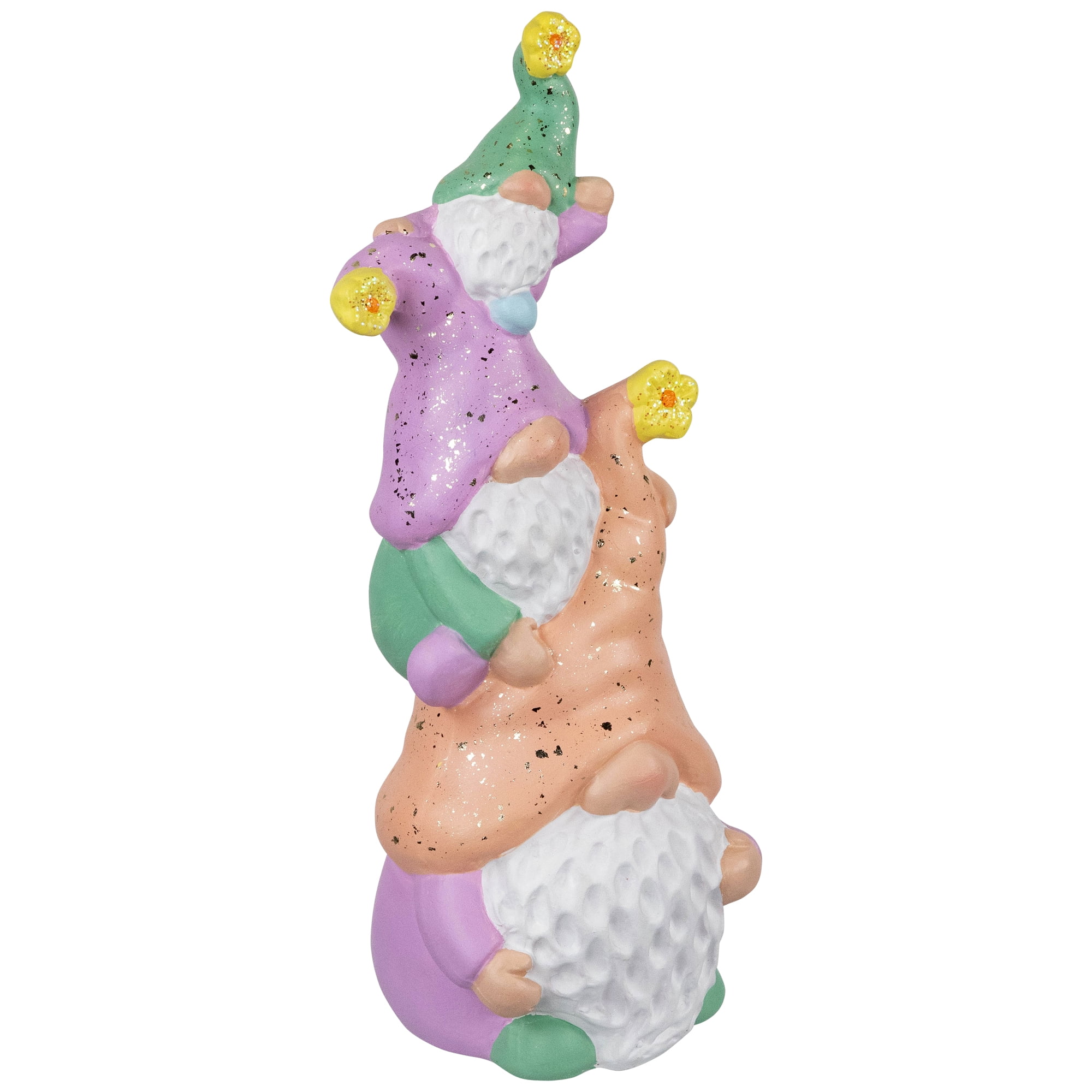 Northlight Gnome Tower Spring Figurine - 12" - Lilac and Orange