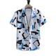 thumbnail image 3 of Camisa hawaiana con estampados irregulares coloridos para hombre, blusa de solapa de manga corta con estampado 3D de hojas de árbol, camisas hawaianas de calle de verano, 3 of 5