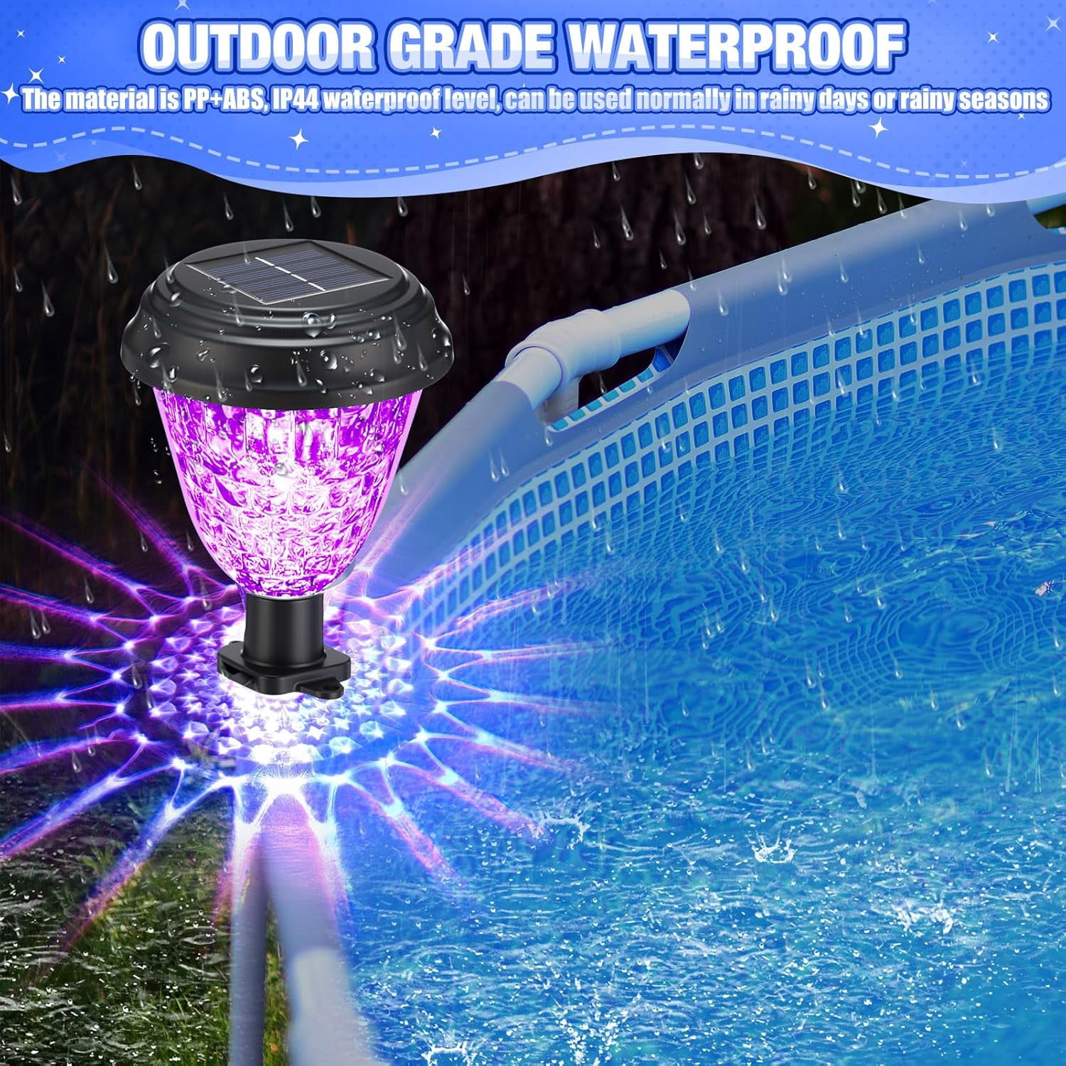 8 Solar Pool Lights for Above Ground Framed Pools, Waterproof Solar Light, Outdoor Pool Fence Decoration, Pool Accessories, Colorful Light