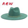 thumbnail image 2 of Sombrero de Fedora hat2022, cadena de mismo Color, borde grande, parte superior de corazón, 9,5 cm, dobladillo, moda, Unisex, sombrero de Jazz de gamuza, 2 of 4