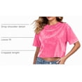 thumbnail image 4 of SAWOBUUN Women Crop Tops Acid Wash Short Sleeve T shirt Casual Trendy Comfy Y2K Summer Basic Tees, 4 of 8