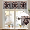 thumbnail image 5 of Kitchen Valances for Window, Retro Country Texas Western Star Light Filtering Rod Pocket Valance Curtain, Rustic Vintage Wood Plank Short Curtains Window Topper for Bedroom Living Room 54x18in, 5 of 8