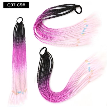 1/4/6pcs Colorful Braided Wigs | Girls' Hair Extensions With Ponytail Headbands, Rubber Bands, Hair Accessories In Mixed Colors - Foto 11