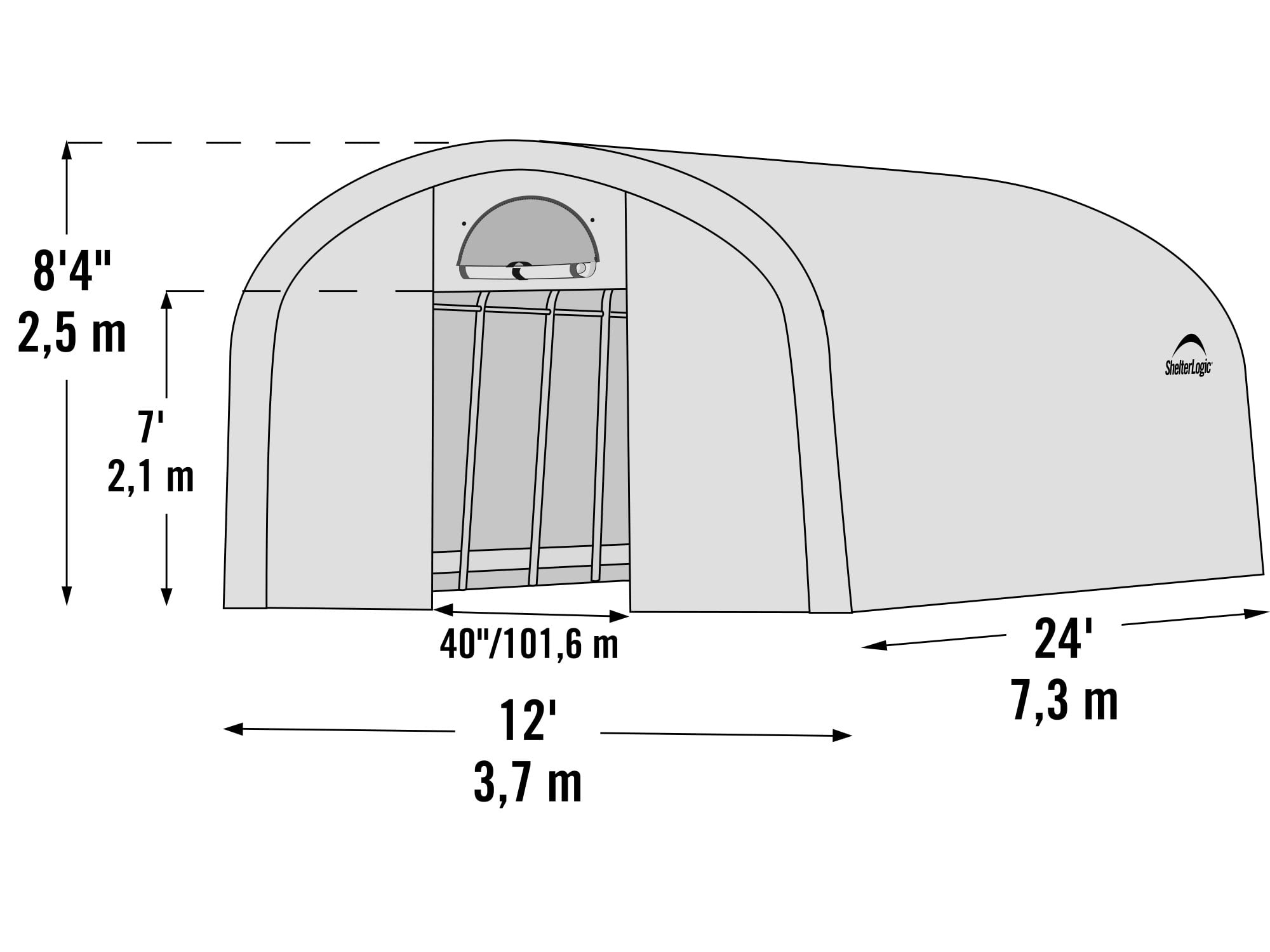 GrowIt - 12' x 24' x 8' - Clear - Heavy Duty Walk-In Tunnel Greenhouse