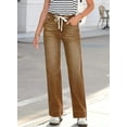 thumbnail image 4 of Women's Wide Leg Jeans High Waisted Stretchy Straight Leg Baggy DrawstringDenim Pants, 4 of 15